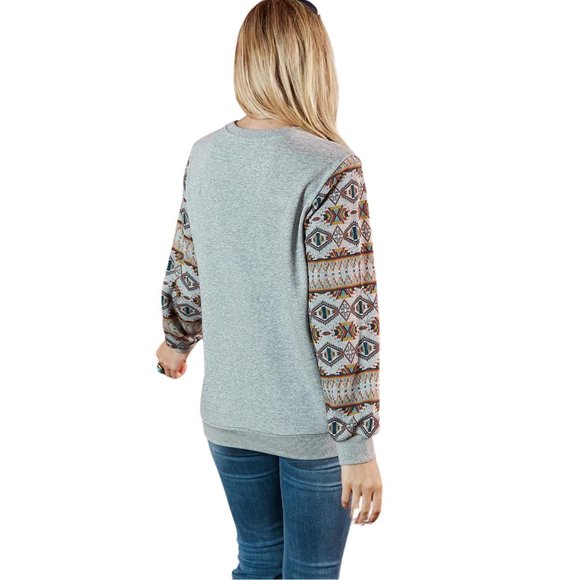 MONTANA WEST American Bling Vintage Bull Skull Aztec Sweatshirt S-XXL NWT - Picture 3 of 4